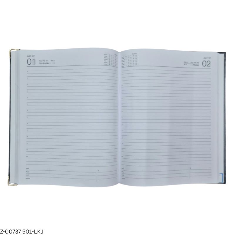 2027 – 501-LKJ 365 Days PVC Leatherette Diary with 2 Gold Corners | Sunday Separate | Assorted Colours