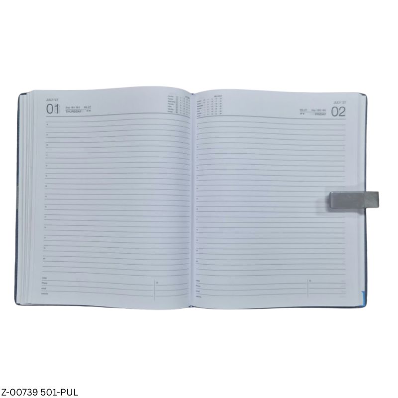 2027 – 501-PUL 365 Days PU Leatherette Diary with Magnetic Loop | Sunday Separate | Assorted Colours