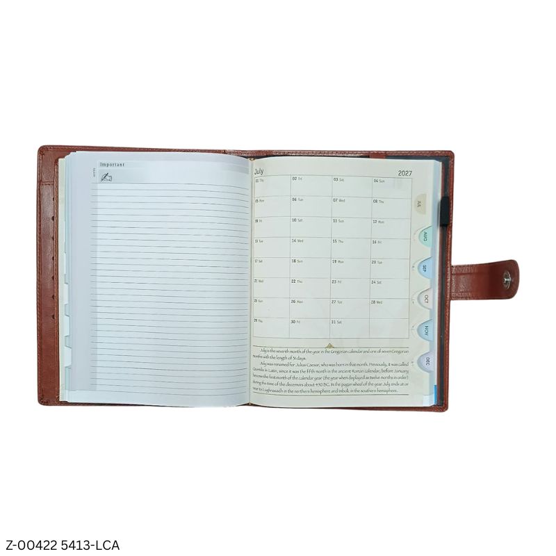 2027 – 5113-LCA 365 Days Premium PU Cover Diary | Saturday-Sunday Separate | Magnetic Lock | Assorted Colours