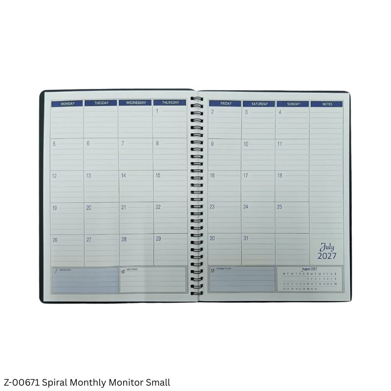 2027-28 Monthly Monitor with Wiro Binding – Big Small | 15 Months Planner (January 2027 to March 2028) for Appointments & Memoranda