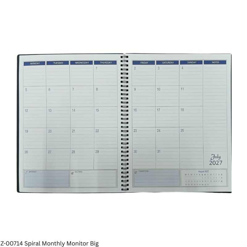2027-28 Monthly Monitor with Wiro Binding – Big Size | 15 Months Planner (January 2027 to March 2028) for Appointments & Memoranda