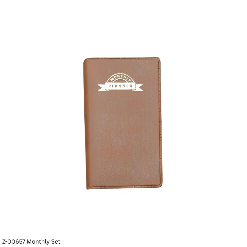 2027 – Monthly Pocket Diary Set with Tele Index Book | Leatherette Cover | Monthly Planner | Sunday Separate