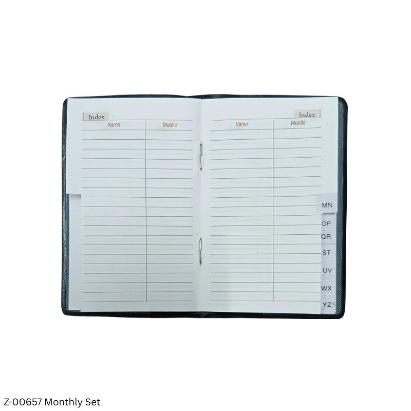 2027 – Monthly Pocket Diary Set with Tele Index Book | Leatherette Cover | Monthly Planner | Sunday Separate