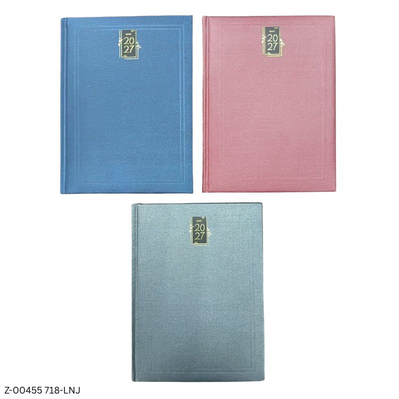 2027 – 718-LNJ Premium Leatherette Diary | Month-Cut Planner | Saturday-Sunday Clubbed | Assorted Colours | Personalised Metal Plate Option