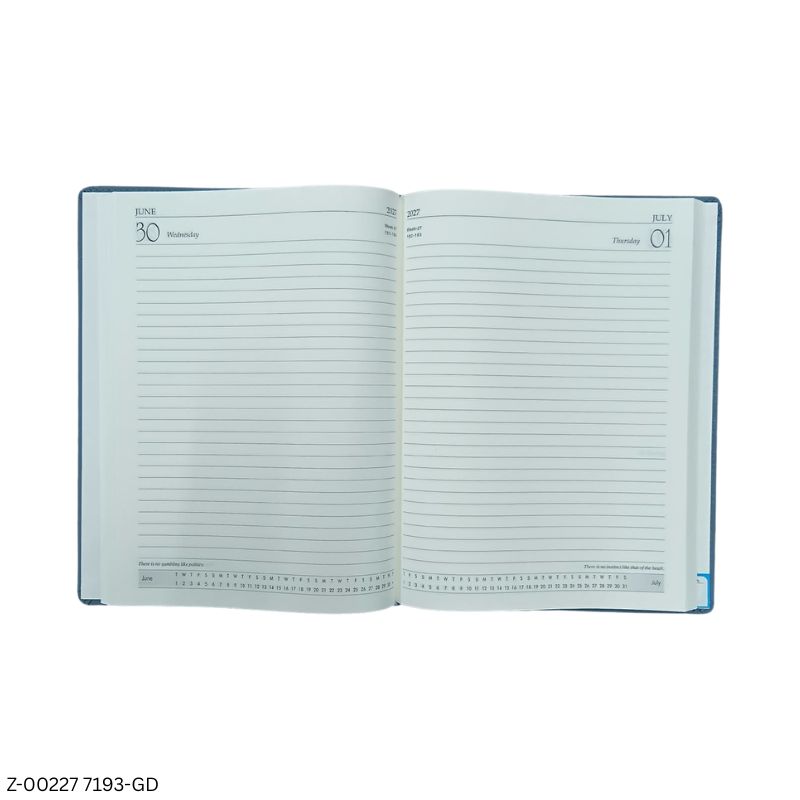 2027 – 7193-GD Premium PU/Foam Cover Diary with Pen Holder | Saturday-Sunday Clubbed | Assorted Colours | Personalized Metal Plate Option