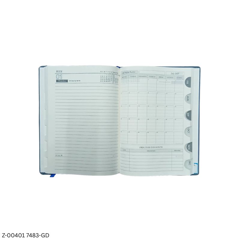 2027 – 7483-GD Premium PU/Foam Cover Diary with Pen Holder | Saturday-Sunday Clubbed | Assorted Colours | Personalised Metal Plate Option