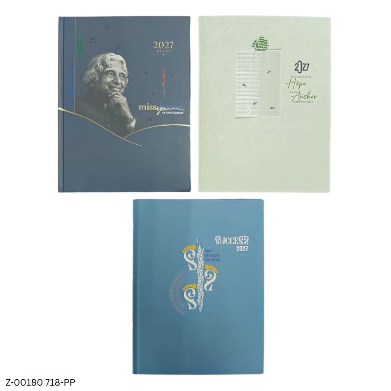 2027 – 718-PP Theme Diary | Month Cut Planner | Saturday-Sunday Clubbed | Assorted Designs