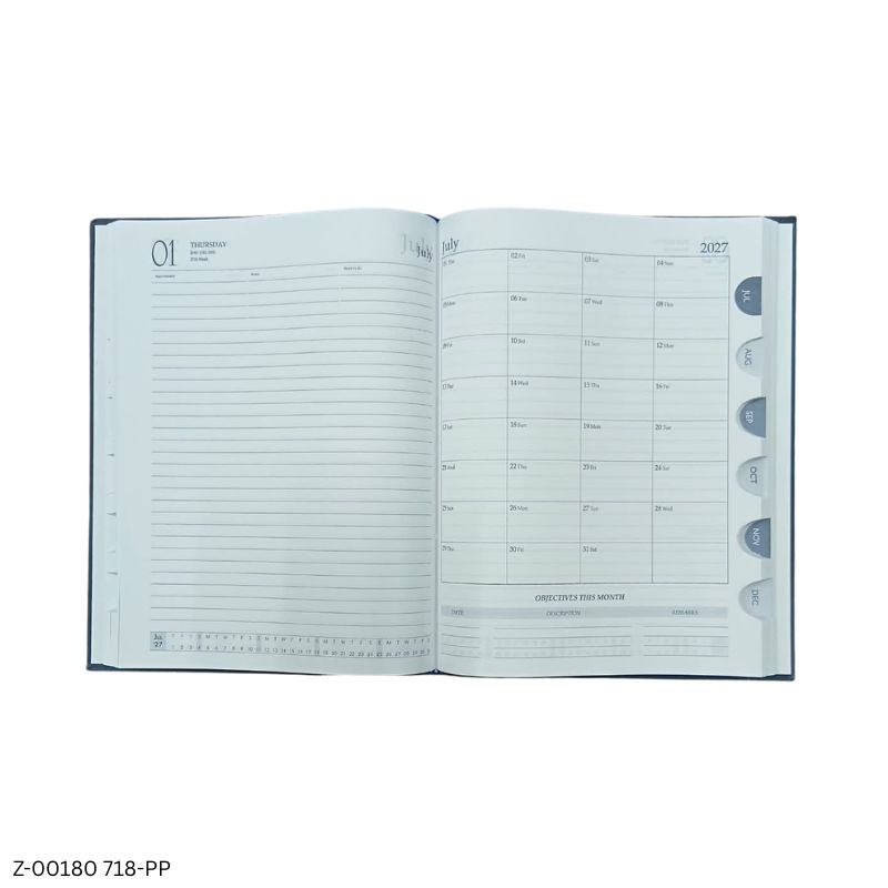 2027 – 718-PP Theme Diary | Month Cut Planner | Saturday-Sunday Clubbed | Assorted Designs