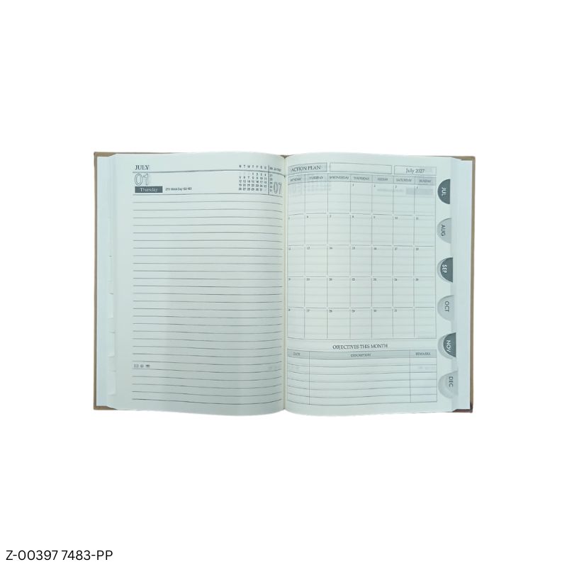 2027 – 7483-PP Theme Diary | Month Cut Planner | Saturday-Sunday Clubbed | Assorted Designs | Personalised Metal Plate Option