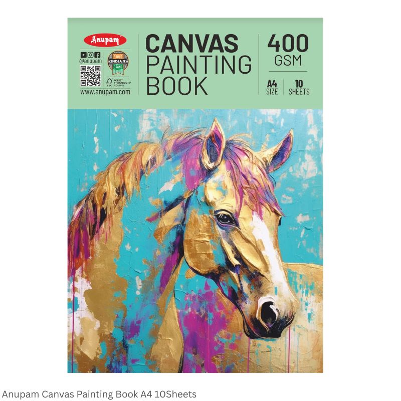 Anupam Canvas Pad Acrylic Gesso Primed Acid Free-10 Oz -400GSM-(10 Sheets) Size A4 and A5