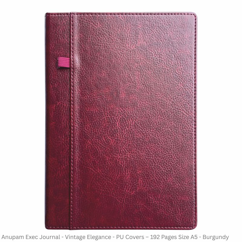 Anupam Exec Journal - Vintage Elegance with Stitched Edges, Elastic Pen Loop, and Leather Textured PU Covers – 192 Pages