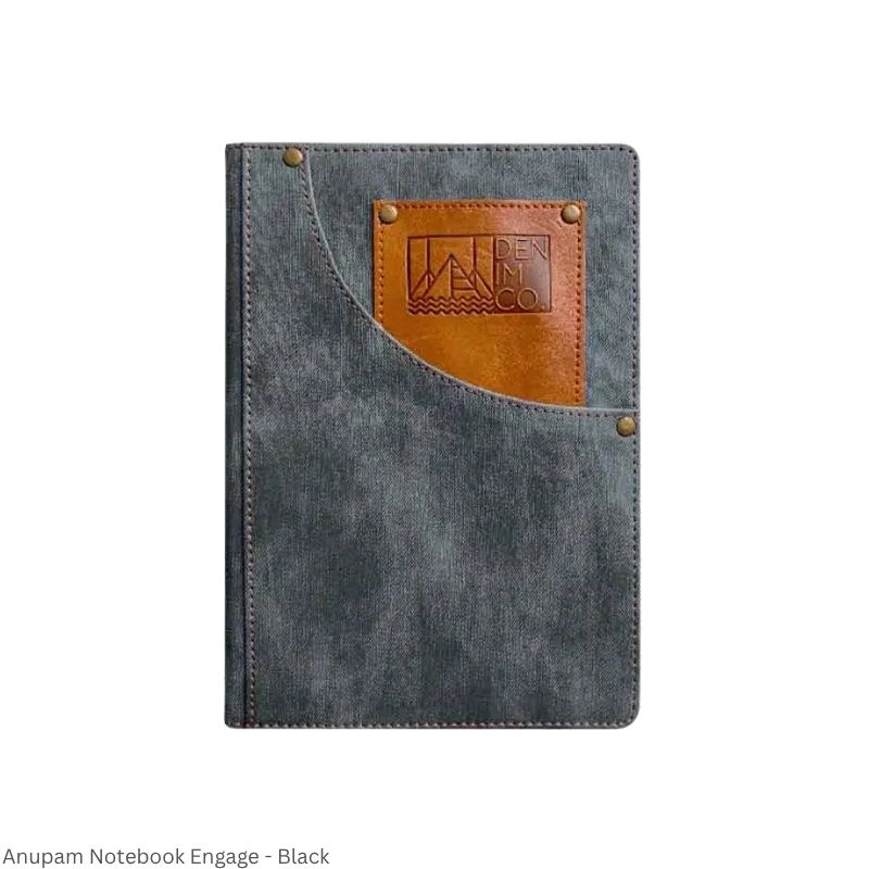 Anupam Engage Lined Notebook, A5 Size Denim PU Hardcover Journal Notebook
