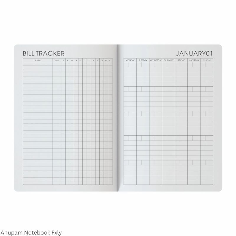 Anupam Flxy Journal – 192 Pages | Textured PU Cover | Elastic Closure | Assorted Colours