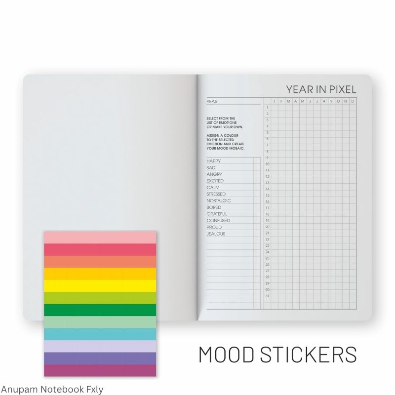 Anupam Flxy Journal – 192 Pages | Textured PU Cover | Elastic Closure | Assorted Colours