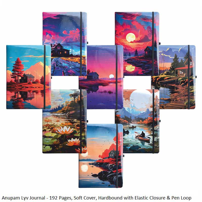 Anupam LVY Journal Notebook with Elastic Closure - Assorted Designs - Premium Journal