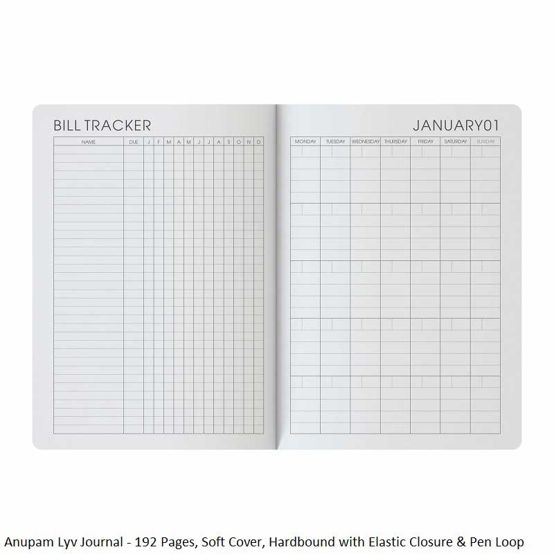 Anupam LVY Journal Notebook with Elastic Closure - Assorted Designs - Premium Journal