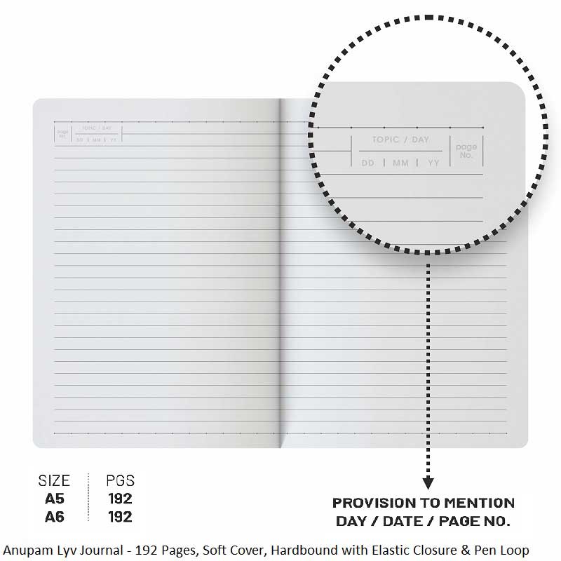 Anupam LVY Journal Notebook with Elastic Closure - Assorted Designs - Premium Journal