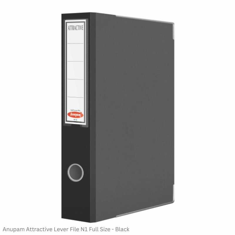 Anupam Attractive Lever File N1 Full Size Available in 6 different Colors, Robust Textured Cover, kangaro clip
