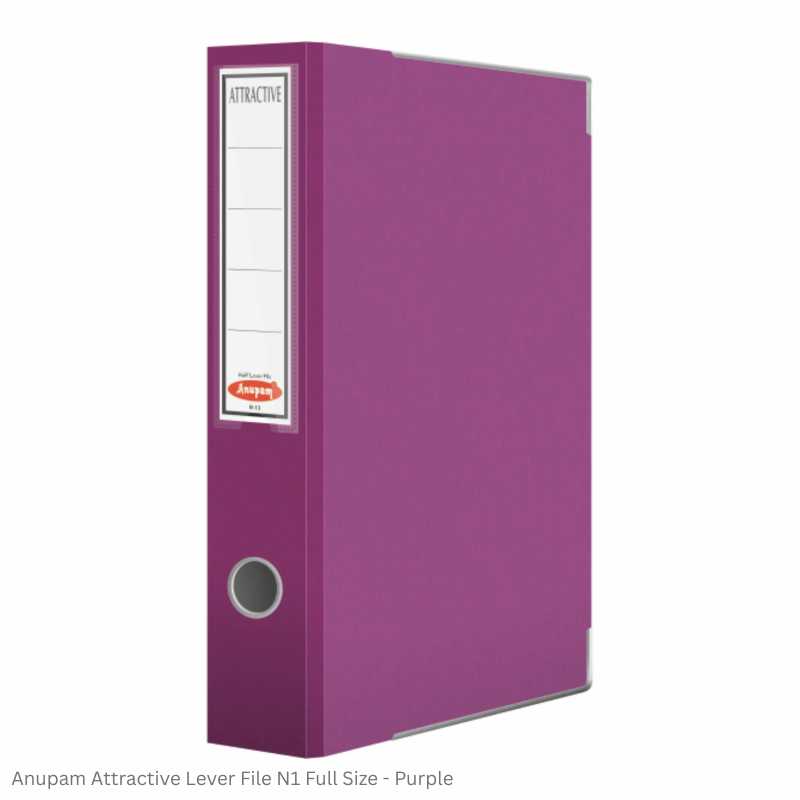 Anupam Attractive Lever File N1 Full Size Available in 6 different Colors, Robust Textured Cover, kangaro clip
