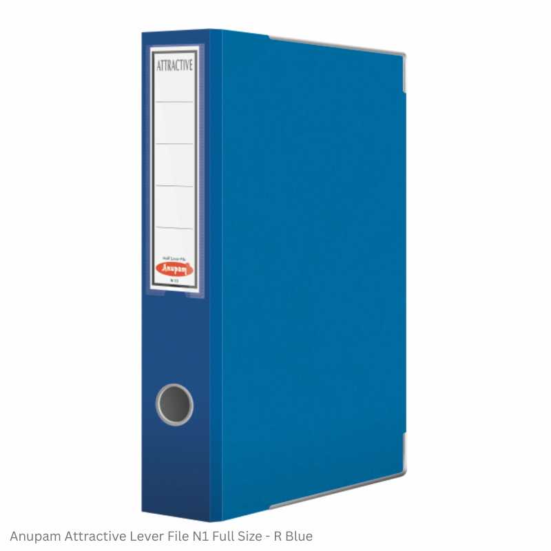 Anupam Attractive Lever File N1 Full Size Available in 6 different Colors, Robust Textured Cover, kangaro clip