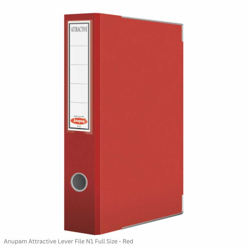 Anupam Attractive Lever File N1 Full Size Available in 6 different Colors, Robust Textured Cover, kangaro clip