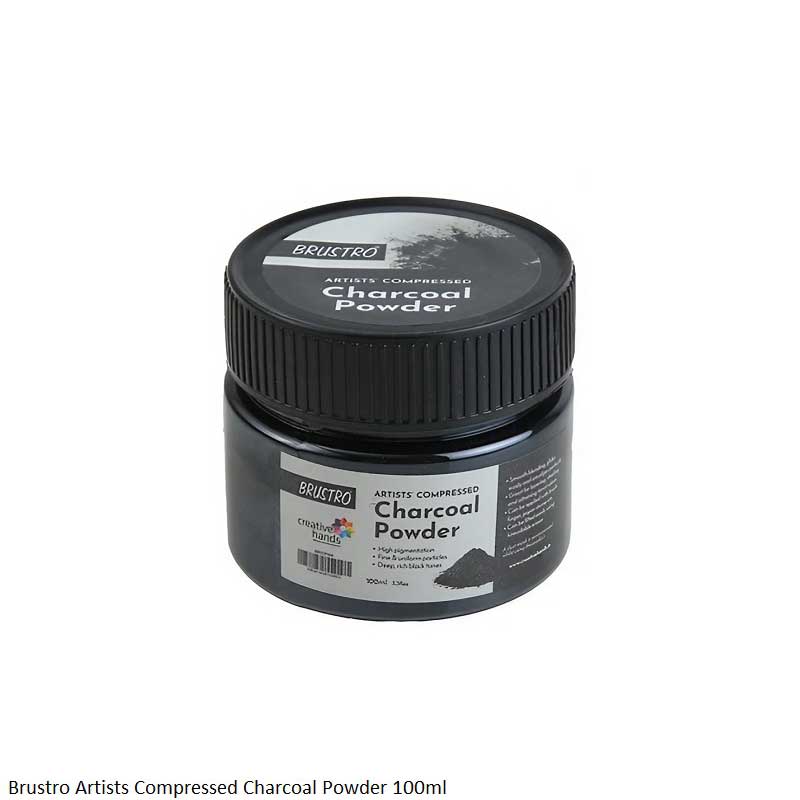 BRUSTRO Artists Compressed Charcoal Powder 100ml – Rich Black Tone for Sketching, Shading & Fine Art