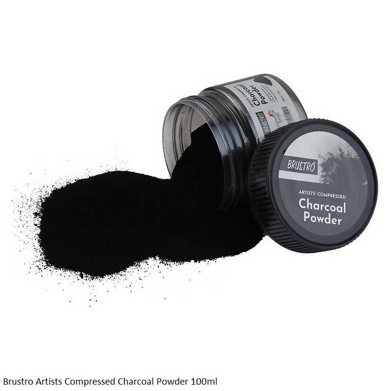 BRUSTRO Artists Compressed Charcoal Powder 100ml – Rich Black Tone for Sketching, Shading & Fine Art