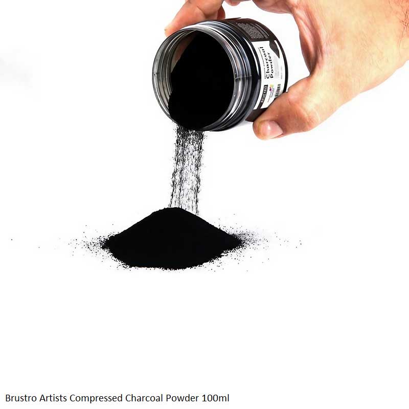 BRUSTRO Artists Compressed Charcoal Powder 100ml – Rich Black Tone for Sketching, Shading & Fine Art