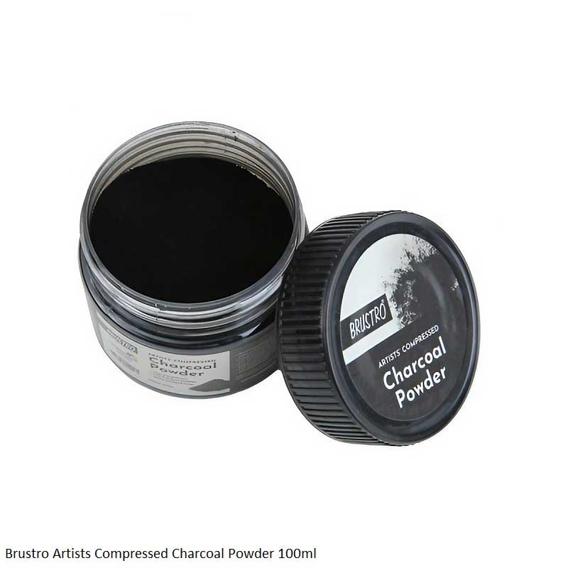 BRUSTRO Artists Compressed Charcoal Powder 100ml – Rich Black Tone for Sketching, Shading & Fine Art