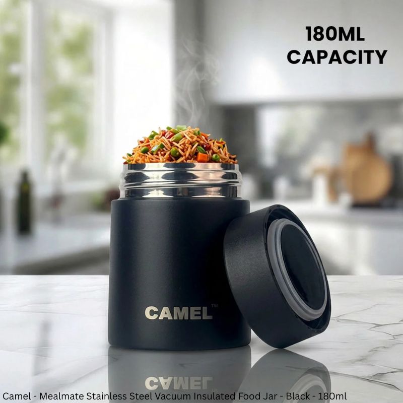 Camel Mealmate Stainless Steel Vacuum Insulated Food Jar – 180ml, 280ml & 450ml | Keeps Food Hot for 6 Hours and Cold for 12 Hours
