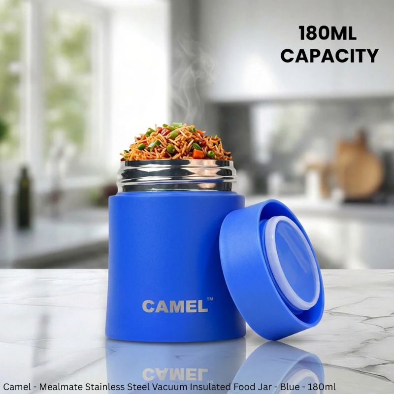 Camel Mealmate Stainless Steel Vacuum Insulated Food Jar – 180ml, 280ml & 450ml | Keeps Food Hot for 6 Hours and Cold for 12 Hours