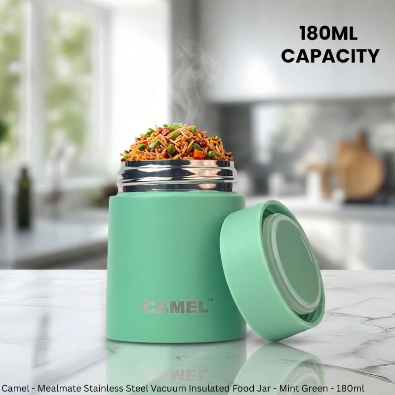 Camel Mealmate Stainless Steel Vacuum Insulated Food Jar – 180ml, 280ml & 450ml | Keeps Food Hot for 6 Hours and Cold for 12 Hours