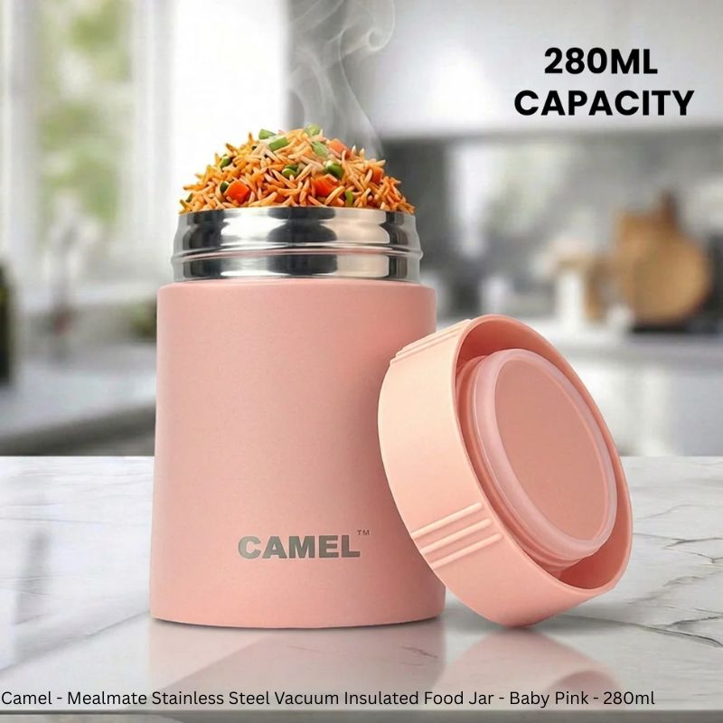 Camel Mealmate Stainless Steel Vacuum Insulated Food Jar – 180ml, 280ml & 450ml | Keeps Food Hot for 6 Hours and Cold for 12 Hours