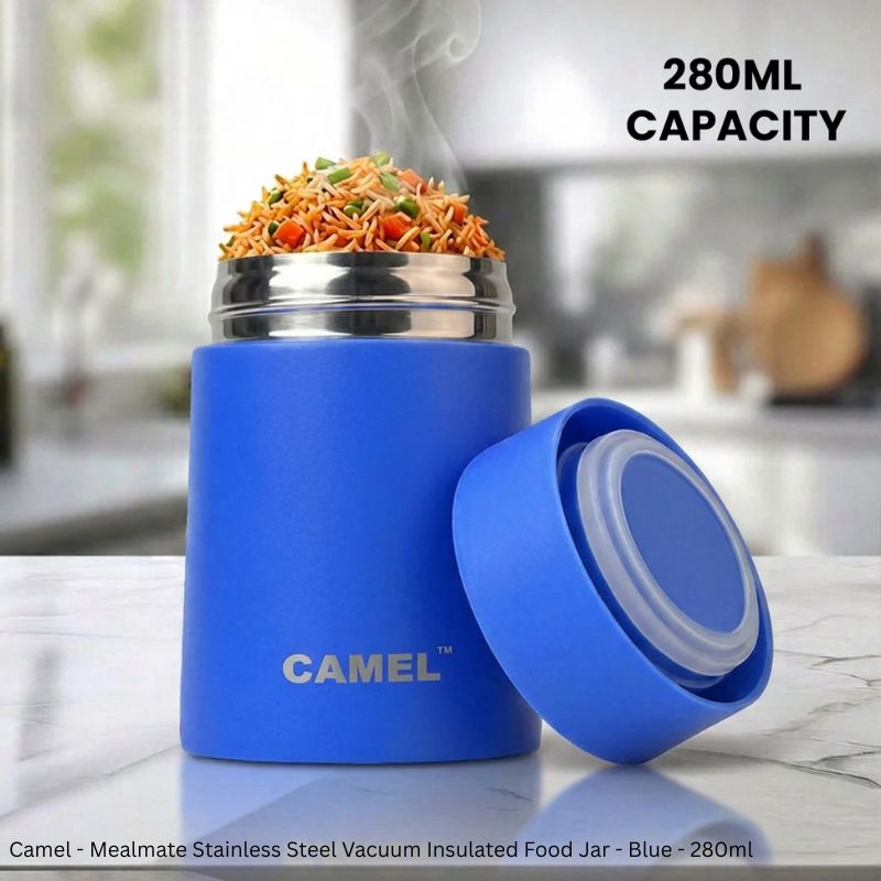 Camel Mealmate Stainless Steel Vacuum Insulated Food Jar – 180ml, 280ml & 450ml | Keeps Food Hot for 6 Hours and Cold for 12 Hours