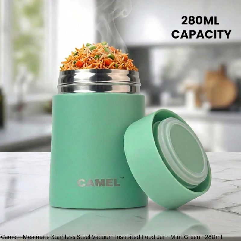Camel Mealmate Stainless Steel Vacuum Insulated Food Jar – 180ml, 280ml & 450ml | Keeps Food Hot for 6 Hours and Cold for 12 Hours