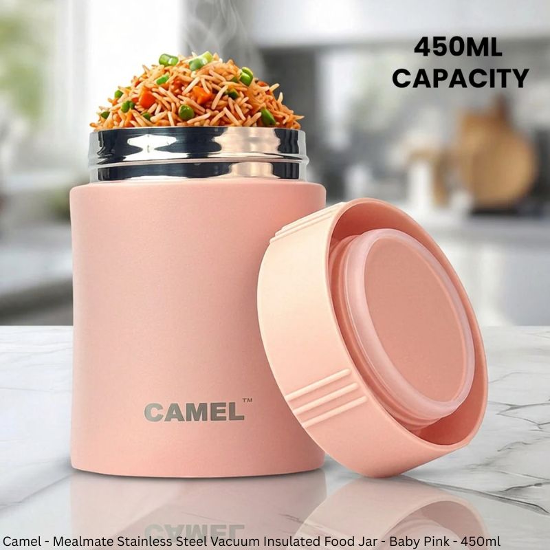 Camel Mealmate Stainless Steel Vacuum Insulated Food Jar – 180ml, 280ml & 450ml | Keeps Food Hot for 6 Hours and Cold for 12 Hours