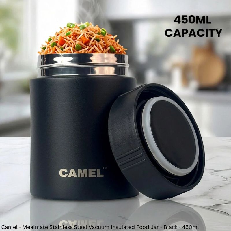 Camel Mealmate Stainless Steel Vacuum Insulated Food Jar – 180ml, 280ml & 450ml | Keeps Food Hot for 6 Hours and Cold for 12 Hours