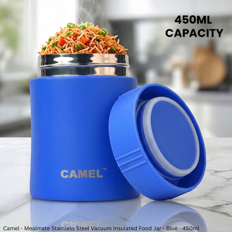 Camel Mealmate Stainless Steel Vacuum Insulated Food Jar – 180ml, 280ml & 450ml | Keeps Food Hot for 6 Hours and Cold for 12 Hours