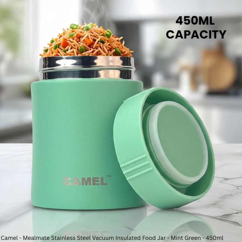 Camel Mealmate Stainless Steel Vacuum Insulated Food Jar – 180ml, 280ml & 450ml | Keeps Food Hot for 6 Hours and Cold for 12 Hours
