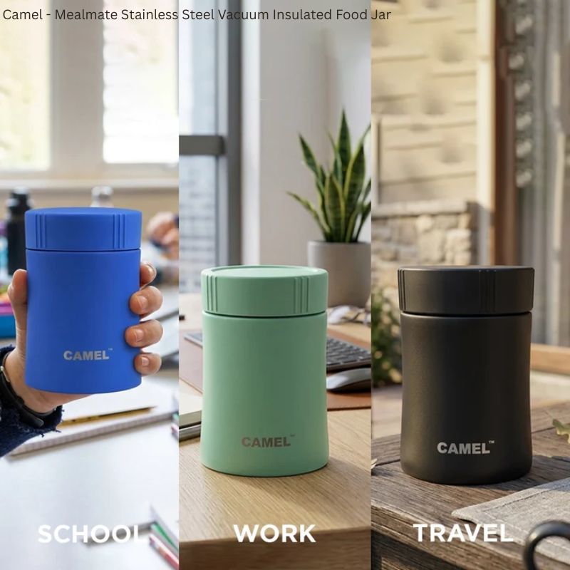 Camel Mealmate Stainless Steel Vacuum Insulated Food Jar – 180ml, 280ml & 450ml | Keeps Food Hot for 6 Hours and Cold for 12 Hours