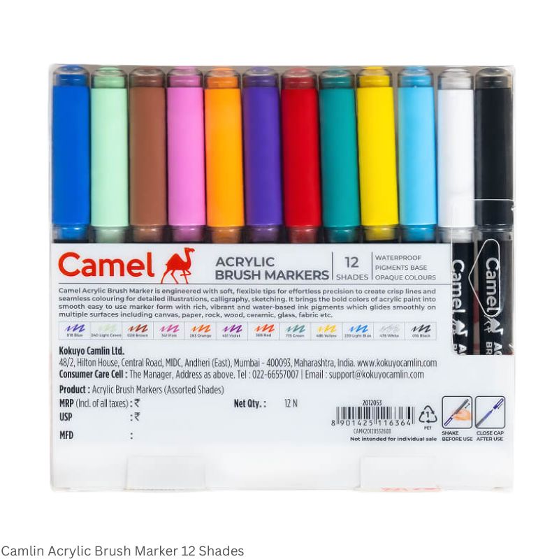 Camel Acrylic Brush Markers Available in 6 Shades and 12 Shades