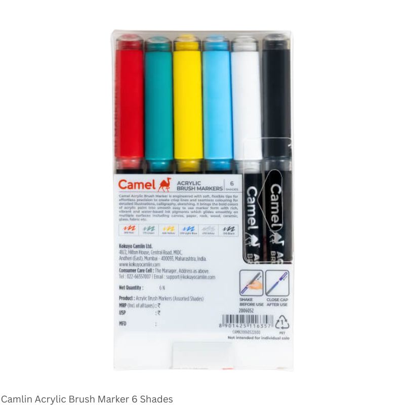 Camel Acrylic Brush Markers Available in 6 Shades and 12 Shades