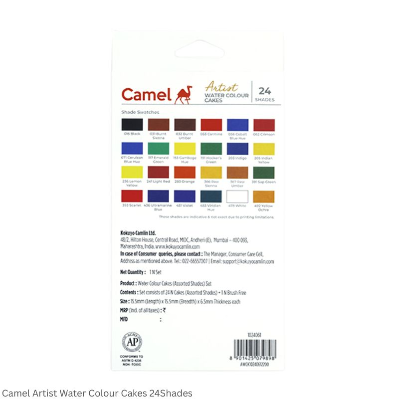 Camel Artist Water Colours Cakes 18, 24 and 48 Shades