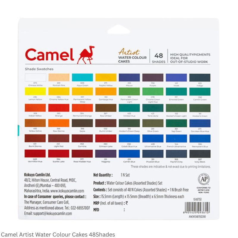 Camel Artist Water Colours Cakes 18, 24 and 48 Shades