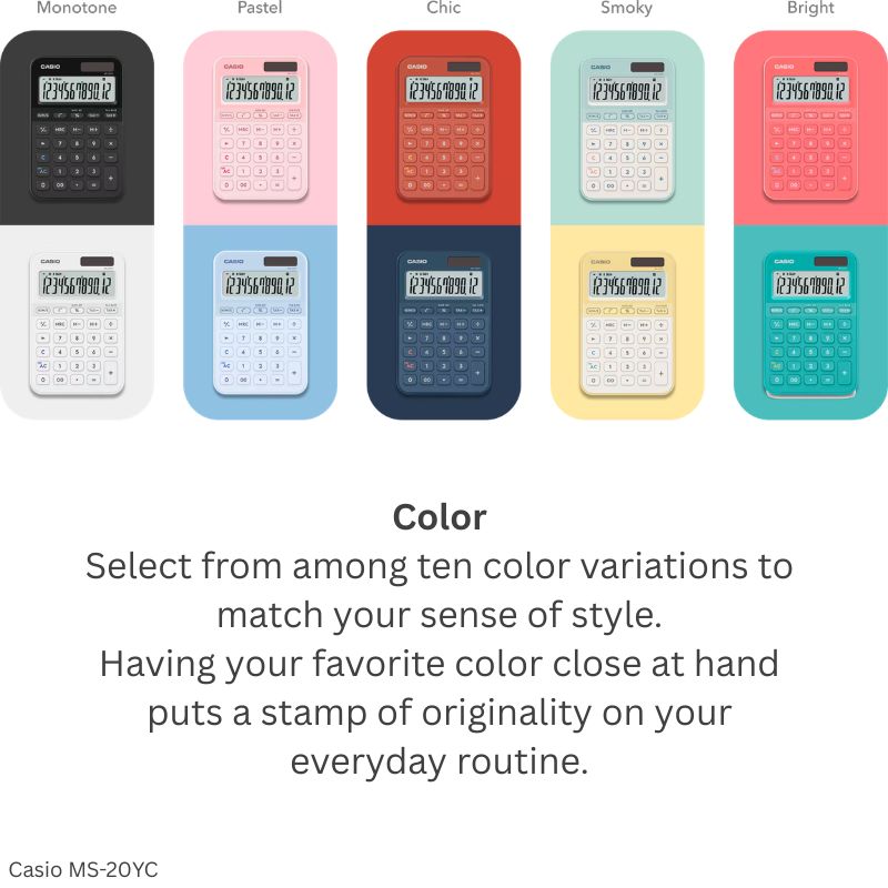 Casio MS-20YC-BK (Black) - 12 Digit, Time Calculations, Mini Desk Type Calculator