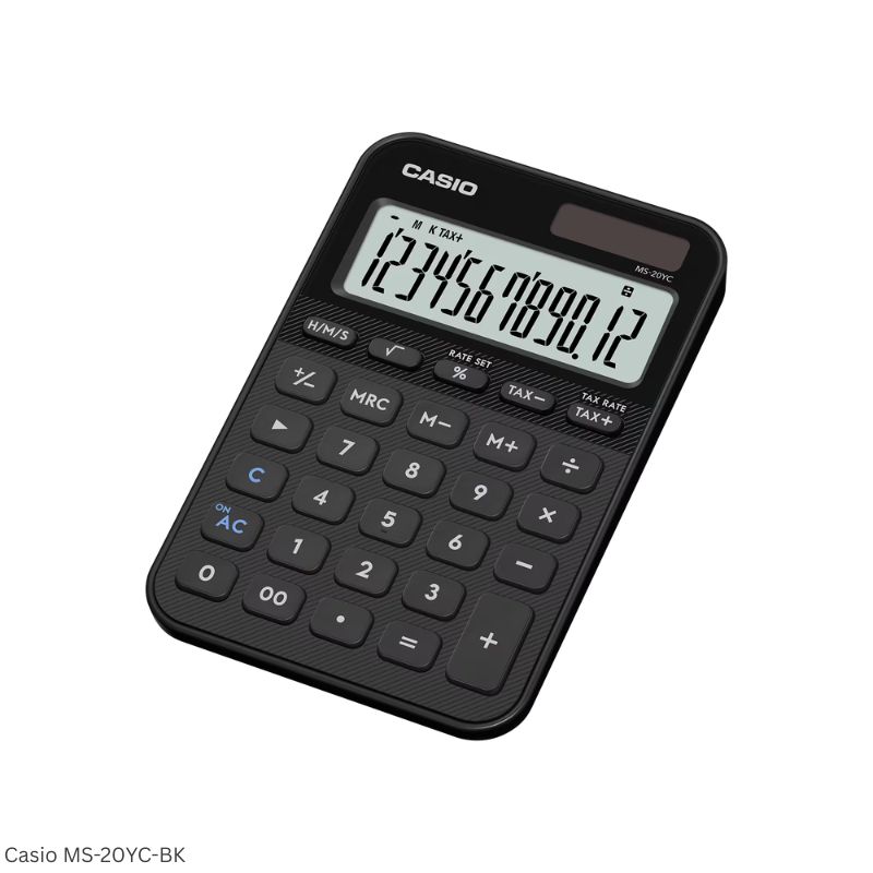 Casio MS-20YC-BK (Black) - 12 Digit, Time Calculations, Mini Desk Type Calculator