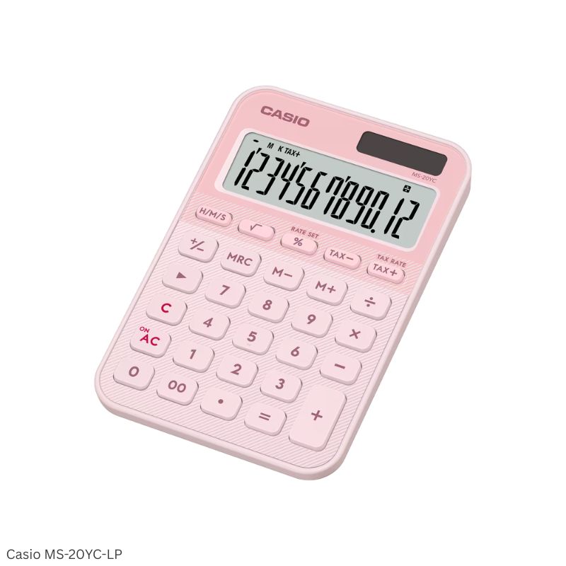 Casio MS-20YC-LP (Light Pink) - 12 Digit, Time Calculations, Mini Desk Type Calculator