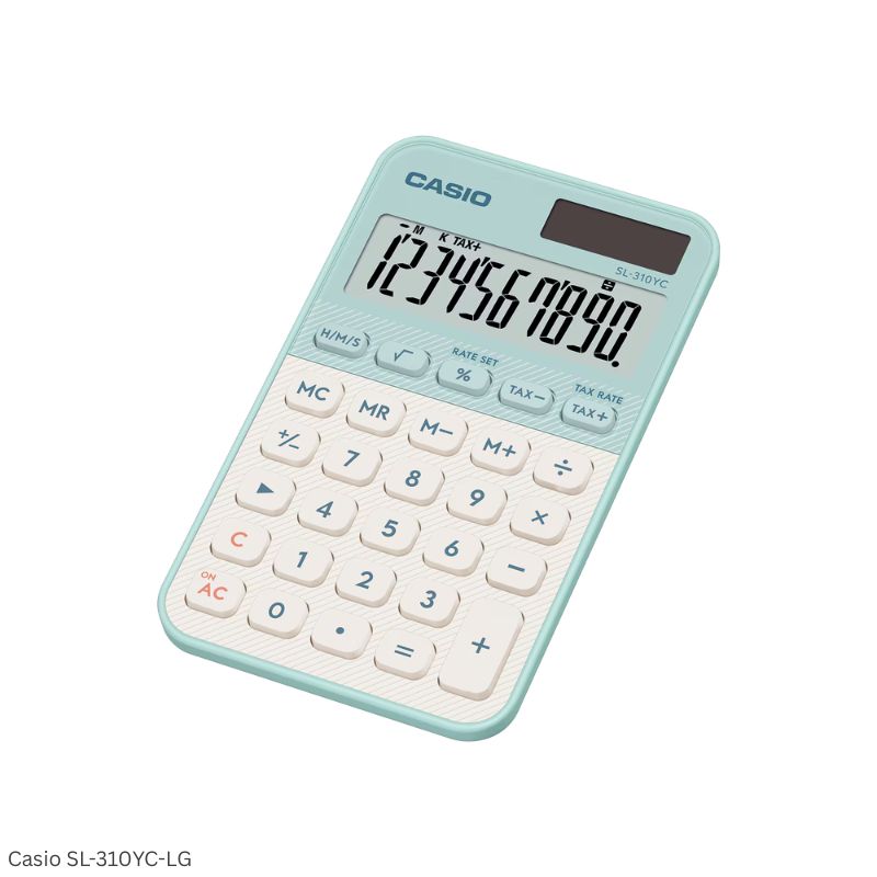 Casio SL-310YC-LG (Light Green) - 10 Digit, Time Calculations, Portable Calculator