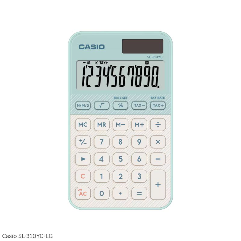 Casio SL-310YC-LG (Light Green) - 10 Digit, Time Calculations, Portable Calculator