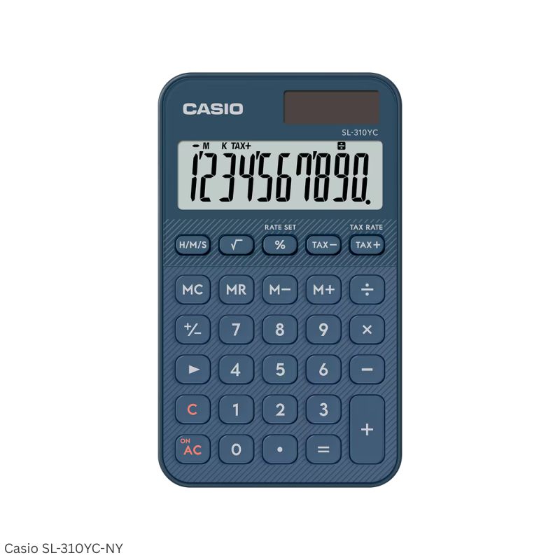 Casio SL-310YC-NY (Navy) - 10 Digit, Time Calculations, Portable Calculator